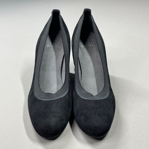 Stuart Weitzman Shoes Womens 7 black suede heels designer classic - Picture 3 of 13
